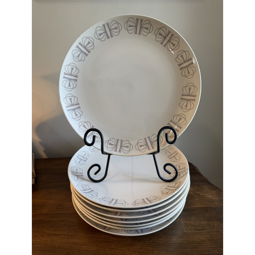 Set of 8 Franciscan Japan Whitestone Ware MERRY-GO-ROUND Dinner Plate 10.25" MCM